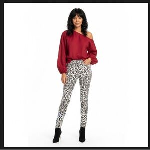 Good American Leopard Print Pants Good Waist Crop